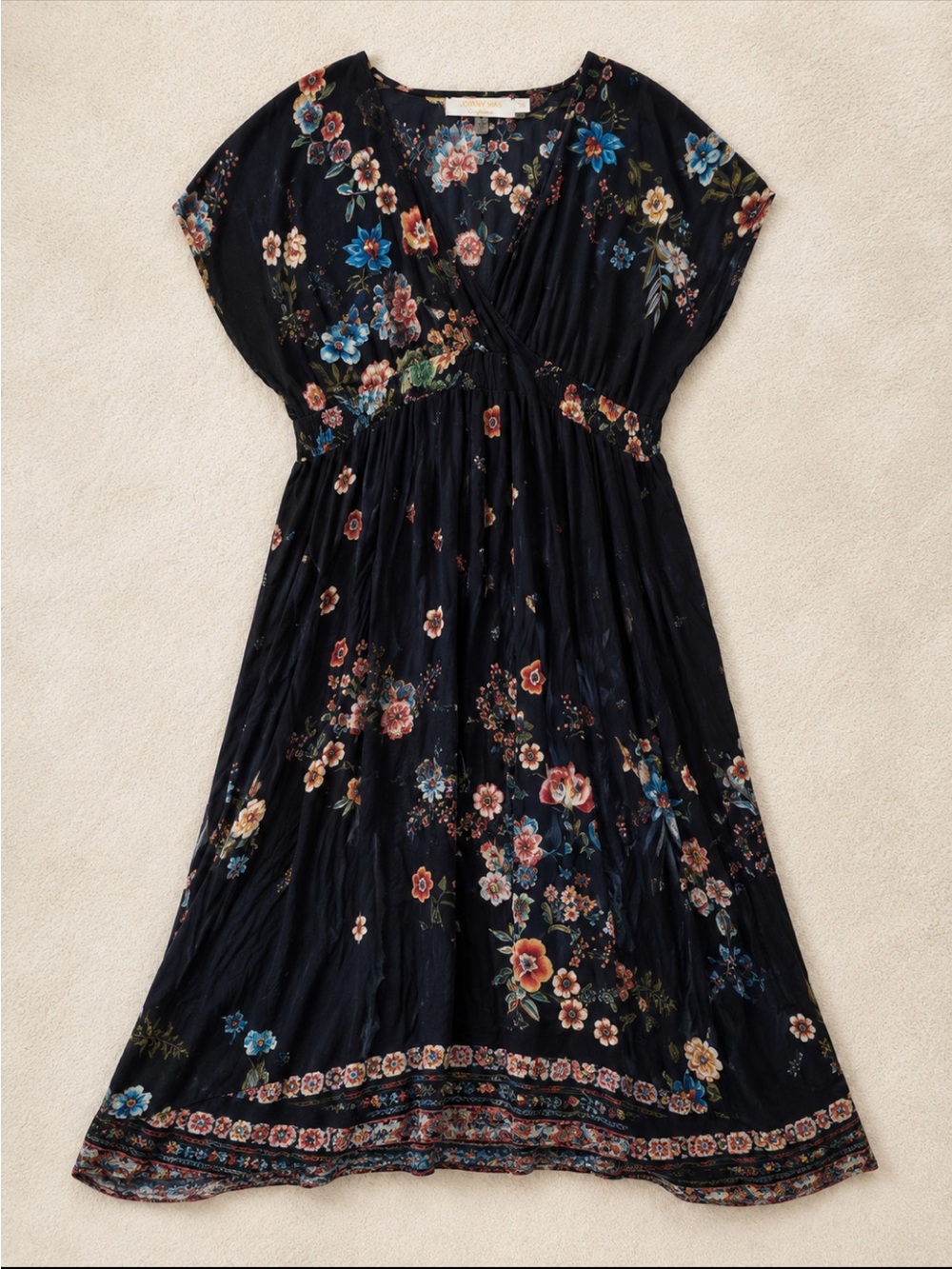 Johnny Was Ardell Floral Maxi Dress 3X Boho Rayon Elastic Waist Dress BOHO